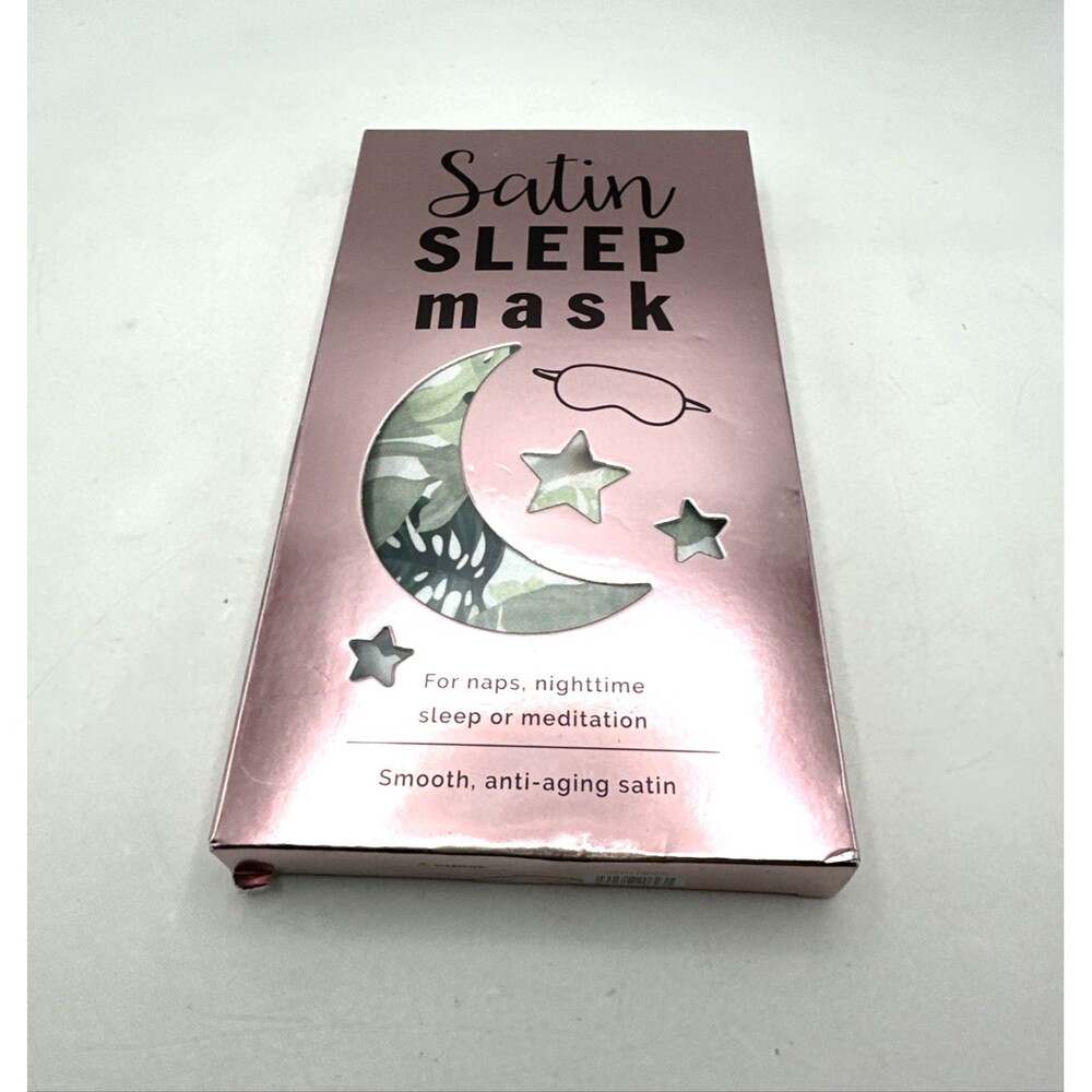 Satin Sleep Mask Green Leaves Design by Tru Beauty NEW IN PACKAGE